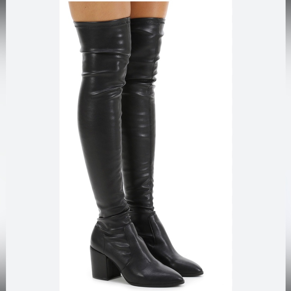 Size 6 Black Steve Madden Aleda Boots (over the knee)
